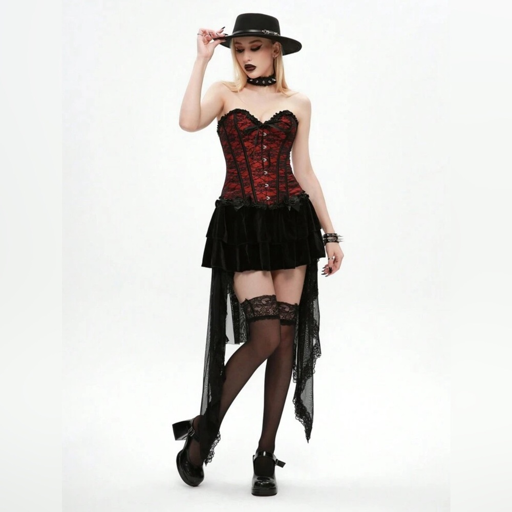 AltCore Lace Up Back Frill Trim Shapewear Top Corset Top